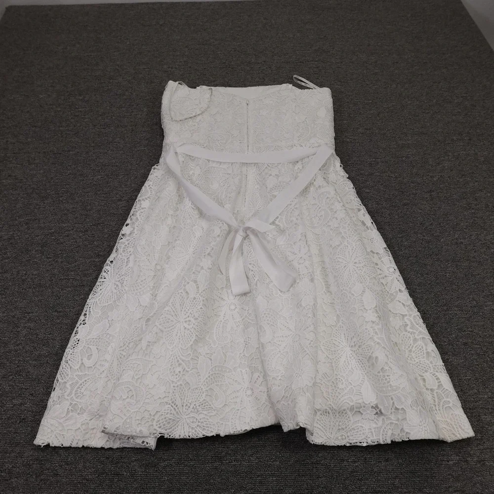 Lilly Pulitzer Sienna Dress Womens 14 White Floral Lace Strapless Fit & Flare - Picture 7 of 12